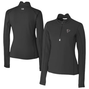 Women's Cutter & Buck Black Atlanta Falcons Traverse Stretch Quarter-Zip Pullover Top