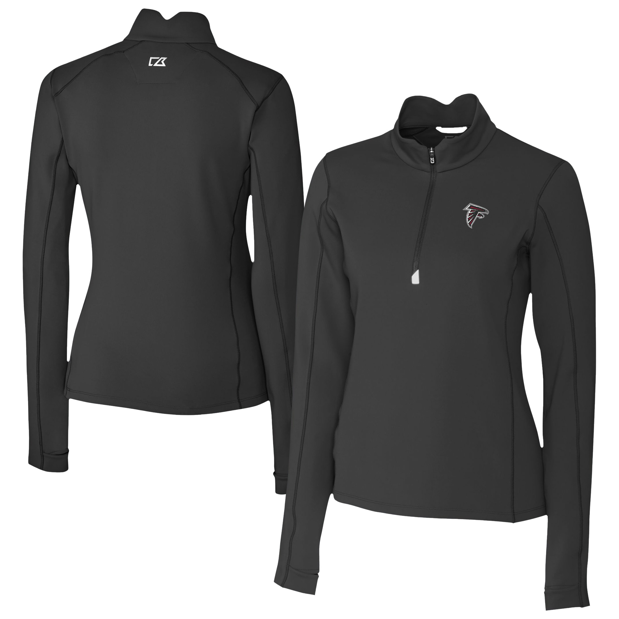 Women's Cutter & Buck Black Atlanta Falcons Traverse Stretch Quarter-Zip Pullover Top