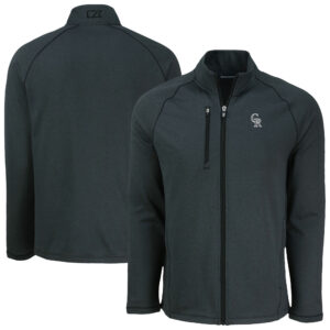 Men's Cutter & Buck Heather Black Colorado Rockies Peshastin Eco Fleece Recycled Raglan Full-Zip Jacket