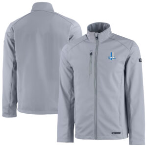 Men's Cutter & Buck Gray Detroit Lions Evoke Eco Softshell Recycled Full-Zip Jacket