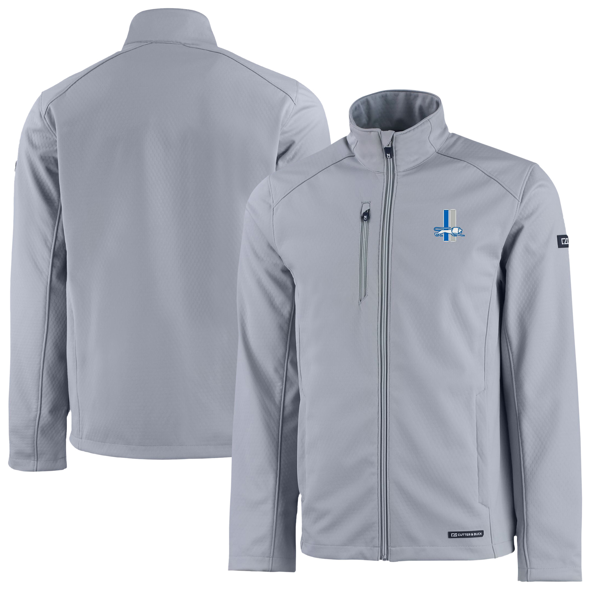 Men's Cutter & Buck Gray Detroit Lions Evoke Eco Softshell Recycled Full-Zip Jacket