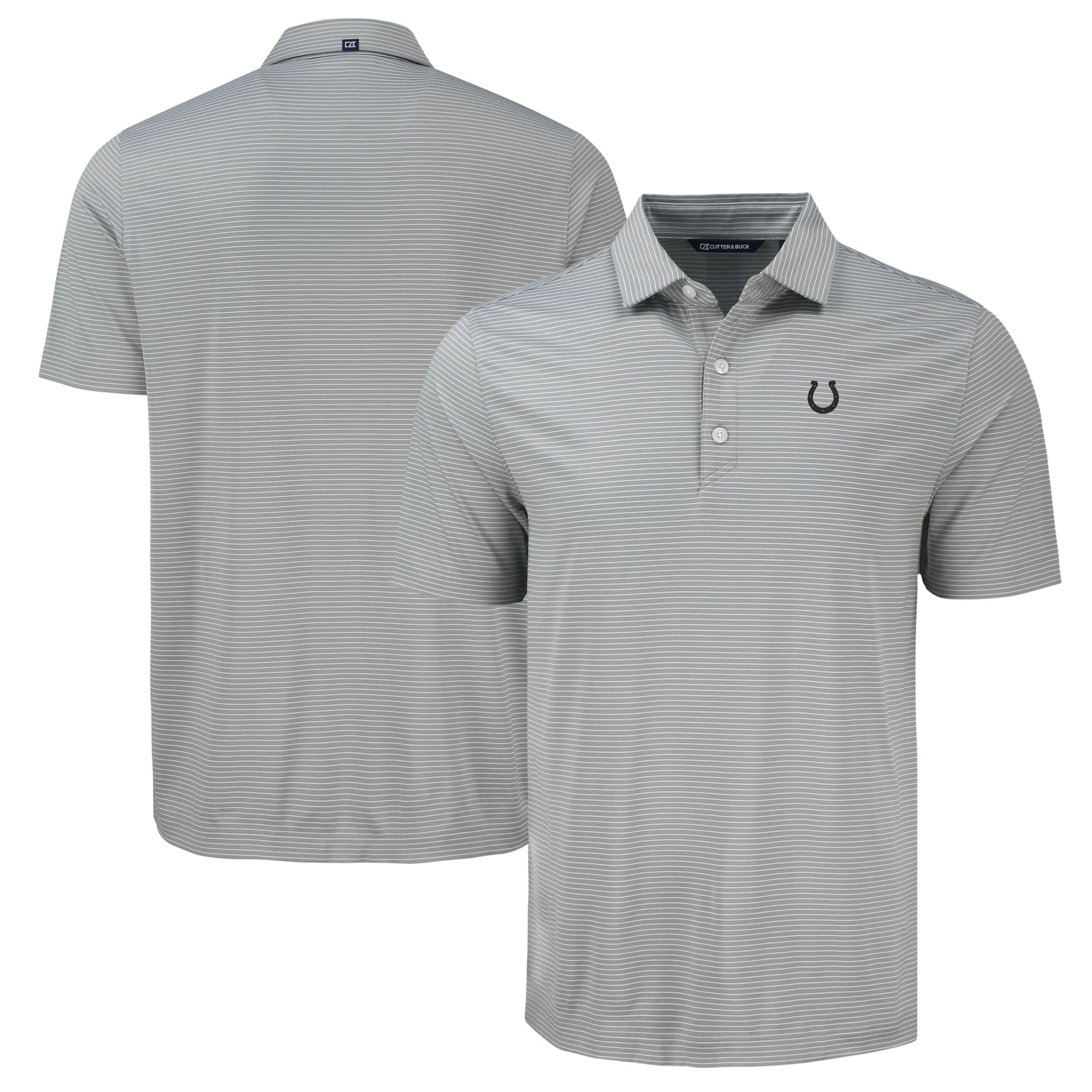 Men's Cutter & Buck Gray Indianapolis Colts Forge Eco Fine Line Stripe Polo - Image 5