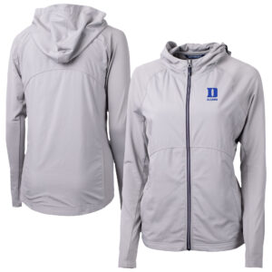 Women's Cutter & Buck  Gray Duke Blue Devils Adapt Eco Knit Hybrid Recycled Full-Zip Jacket