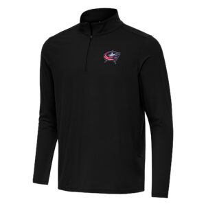 Men's Antigua Black Columbus Blue Jackets Intent Quarter-Zip Top