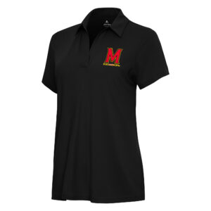 Women's Antigua Black Maryland Terrapins Era V-Neck Polo