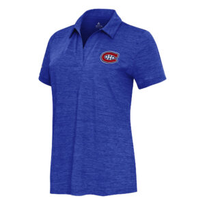 Women's  Antigua Heather Blue Montreal Canadiens Layout V-Neck Polo