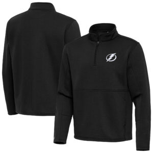 Men's Antigua Black Tampa Bay Lightning Twist Quarter-Zip Pullover Jacket