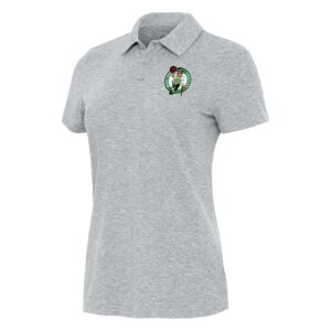 Women's Antigua Heather Gray Boston Celtics Matter Polo