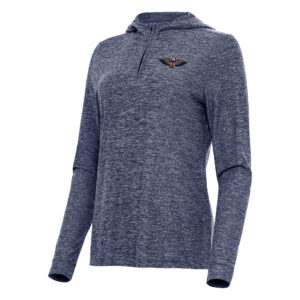 Women's Antigua  Heather Navy New Orleans Pelicans Daybreak Quarter-Zip Hoodie