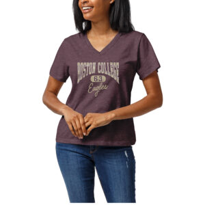 Women's League Collegiate Wear Heather Maroon Boston College Eagles Intramural Boyfriend V-Neck T-Shirt