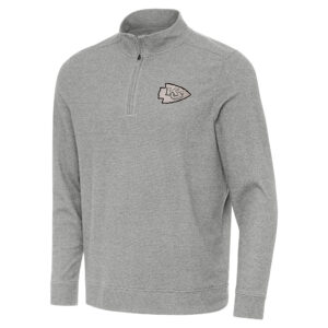 Men's Antigua  Heather Gray Kansas City Chiefs Subtle Quarter-Zip Top