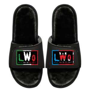 Youth ISlide Black LWO Fur Wordmark Slide Sandals
