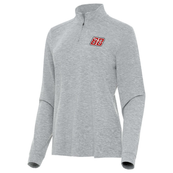 Women's Antigua Heather Gray Shane van Gisbergen Mentor Quarter-Zip Pullover Top