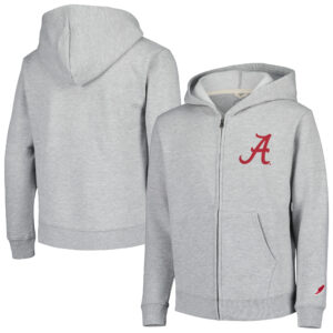 Youth League Collegiate Wear Heather Gray Alabama Crimson Tide Full-Zip Hoodie