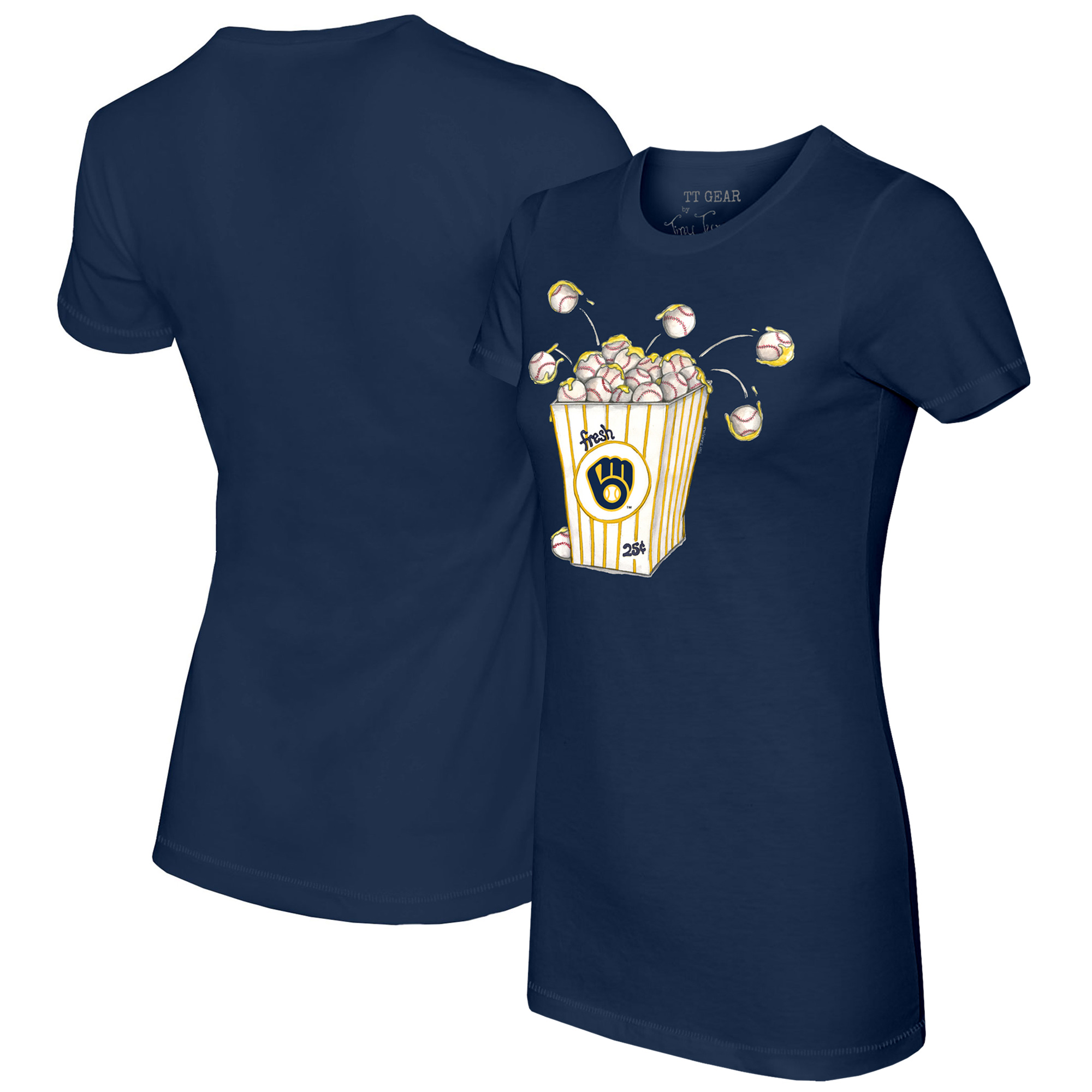 Women's Tiny Turnip Navy Milwaukee Brewers Popcorn T-Shirt - Image 2