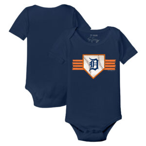 Infant Tiny Turnip Navy Detroit Tigers Base Stripe Bodysuit