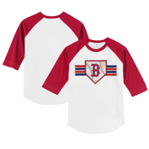 Infant Tiny Turnip White/Red Boston Red Sox Base Stripe Raglan 3/4 Sleeve T-Shirt