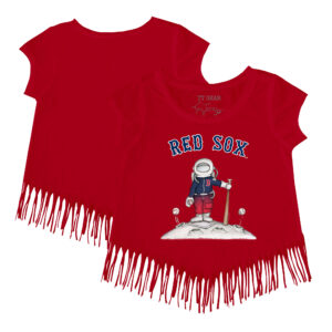Girls Youth Tiny Turnip Red Boston Red Sox Astronaut Fringe T-Shirt
