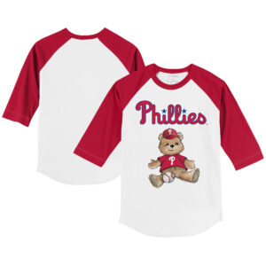 Youth Tiny Turnip White/Red Philadelphia Phillies Teddy Boy 3/4-Sleeve Raglan T-Shirt
