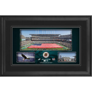 Philadelphia Eagles Framed 10" x 18" Stadium Panoramic Collage with Game-Used Football - Limited Edition of 500