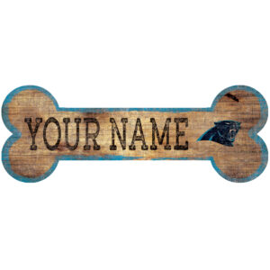 Carolina Panthers 12" x 6" Personalized Dog Bone Sign