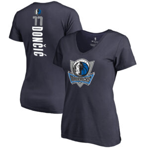 Women's Luka Doncic Navy Dallas Mavericks Backer V-Neck T-Shirt