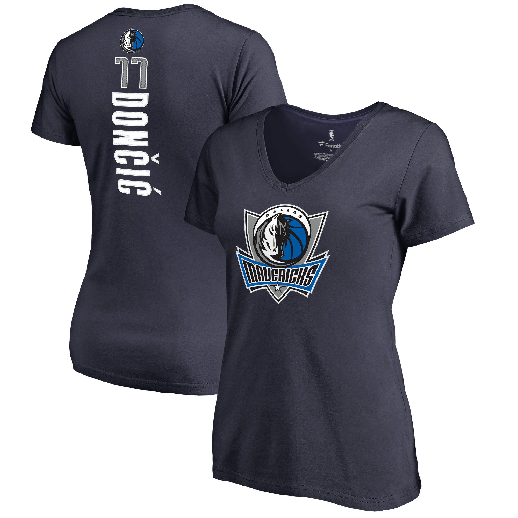 Women's Luka Doncic Navy Dallas Mavericks Backer V-Neck T-Shirt