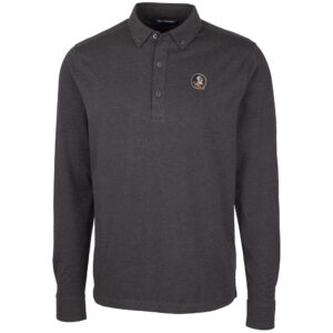 Men's Cutter & Buck Heather Black Florida State Seminoles Advantage Long Sleeve Polo