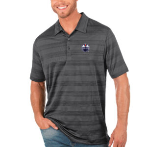 Men's Antigua Charcoal Edmonton Oilers Compass Polo
