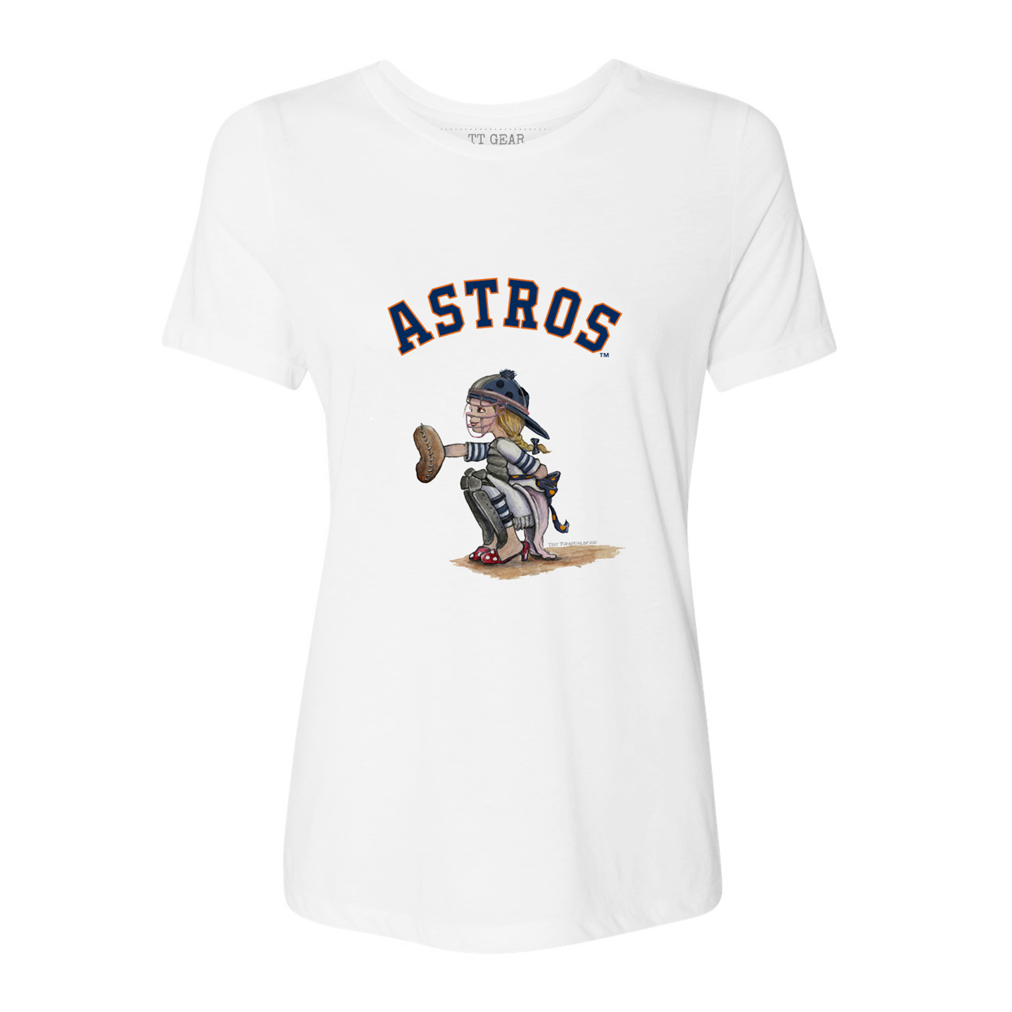 Women's Tiny Turnip White Houston Astros Kate the Catcher T-Shirt