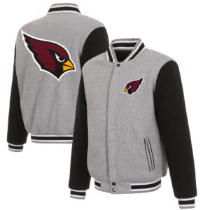 Men's JH Design Gray/Black Arizona Cardinals Reversible Fleece Full-Snap Jacket