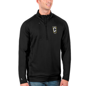 Men's Antigua Black Columbus Crew Generation Quarter-Zip Jacket