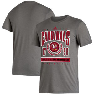Men's adidas Heathered Charcoal Louisville Cardinals 2 NCAA Team National Championships Reminisce T-Shirt