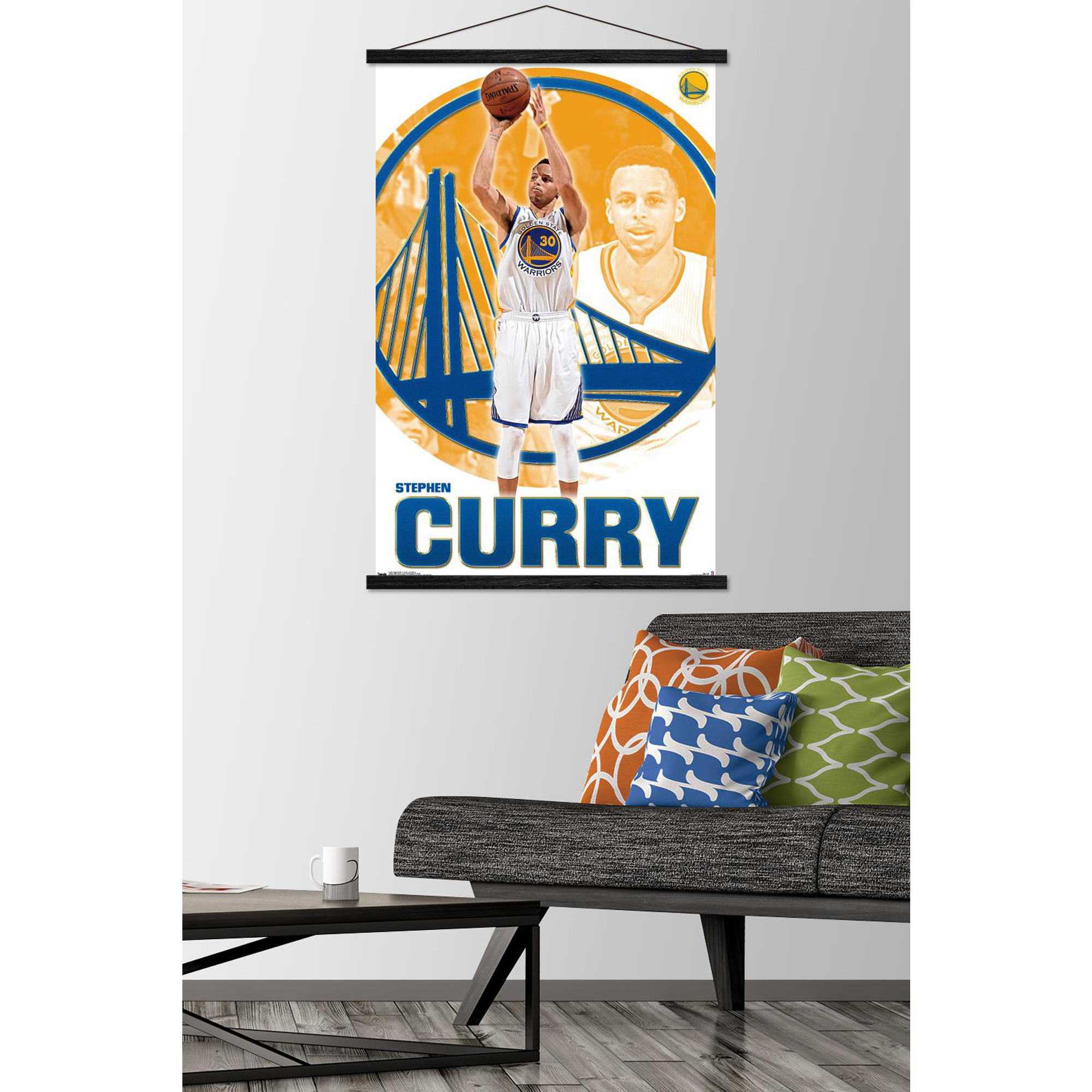Stephen Curry Golden State Warriors Shooting 35'' x 24'' Framed Player Poster - Image 3