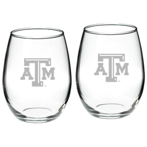 Texas A&M Aggies 2-Piece 21oz. Stemless Wine Glass Set