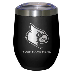 Black Louisville Cardinals 12oz. Personalized Etched Stemless Tumbler