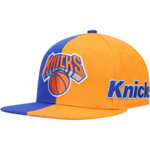 Men's Mitchell & Ness Blue/Orange New York Knicks Team Half and Half Snapback Hat