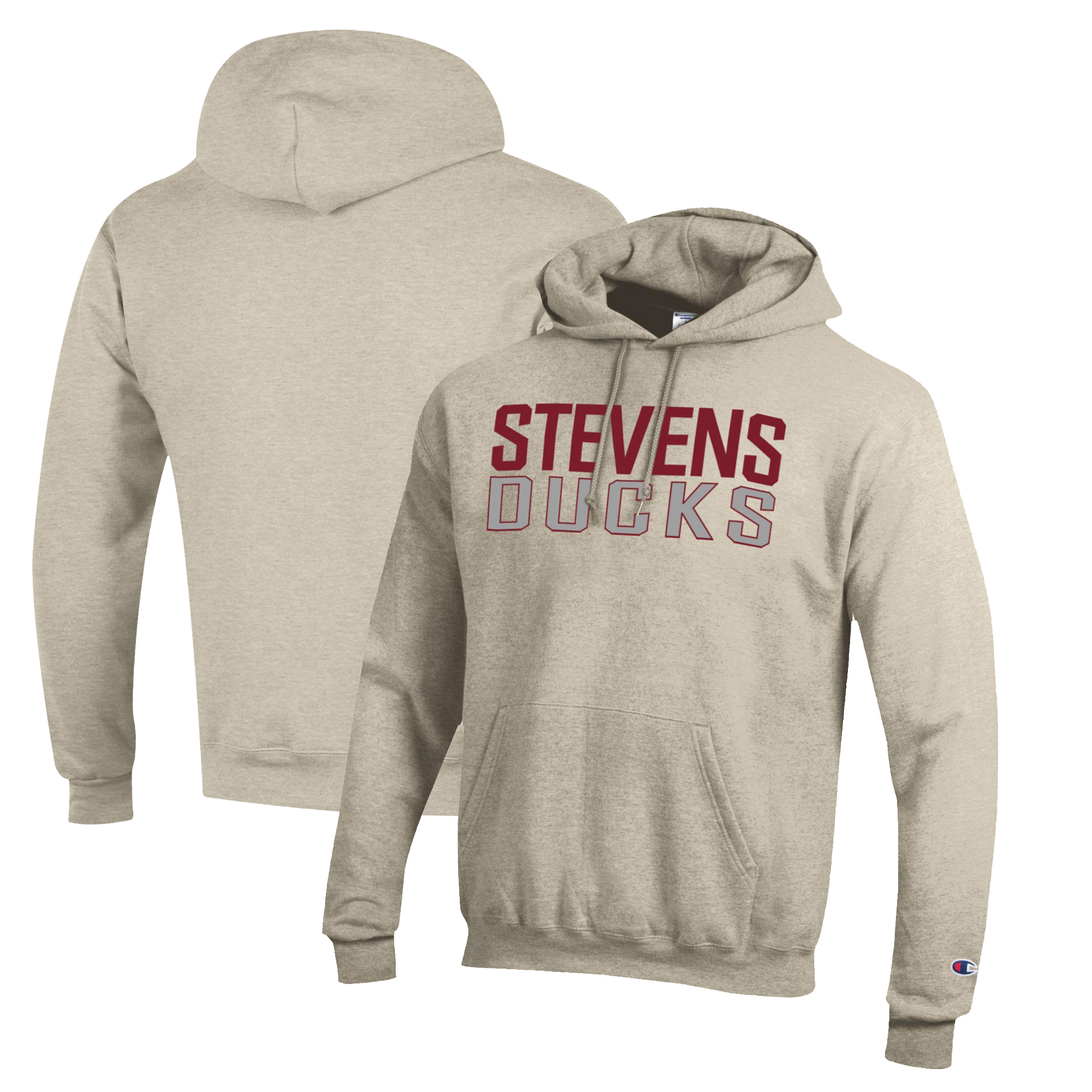 Men's Champion Heathered Oatmeal Stevens Institute of Technology Ducks Eco Powerblend Pullover Hoodie