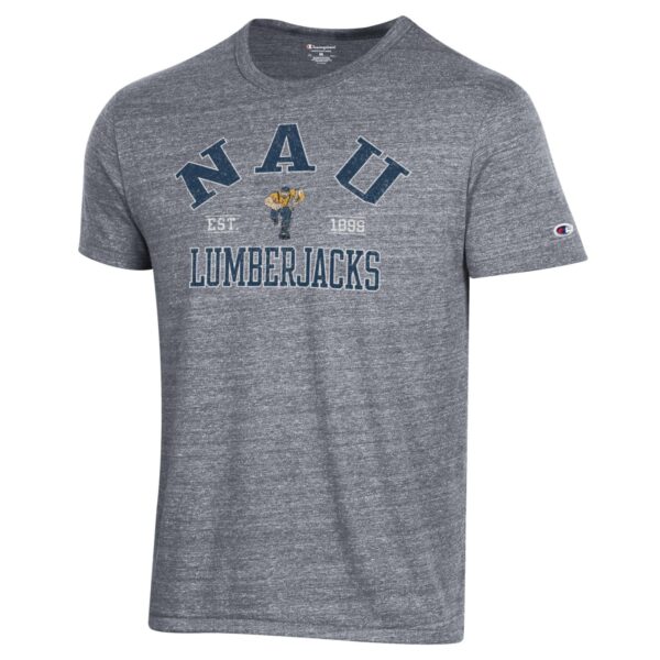 Men's Champion Heathered Gray Northern Arizona Lumberjacks Ultimate Tri-Blend T-Shirt - Image 6