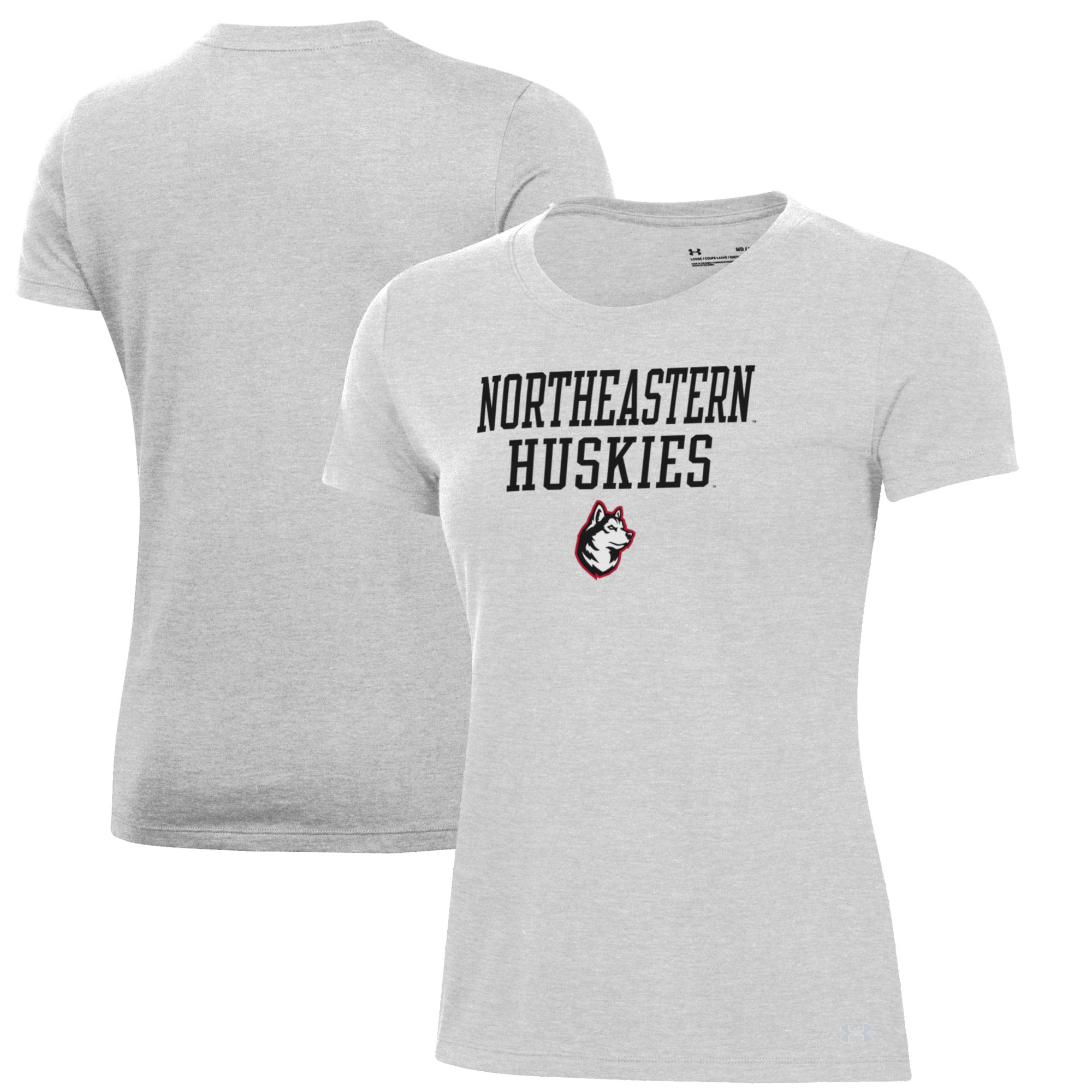 Women's Under Armour Gray Northeastern Huskies Performance T-Shirt - Image 5