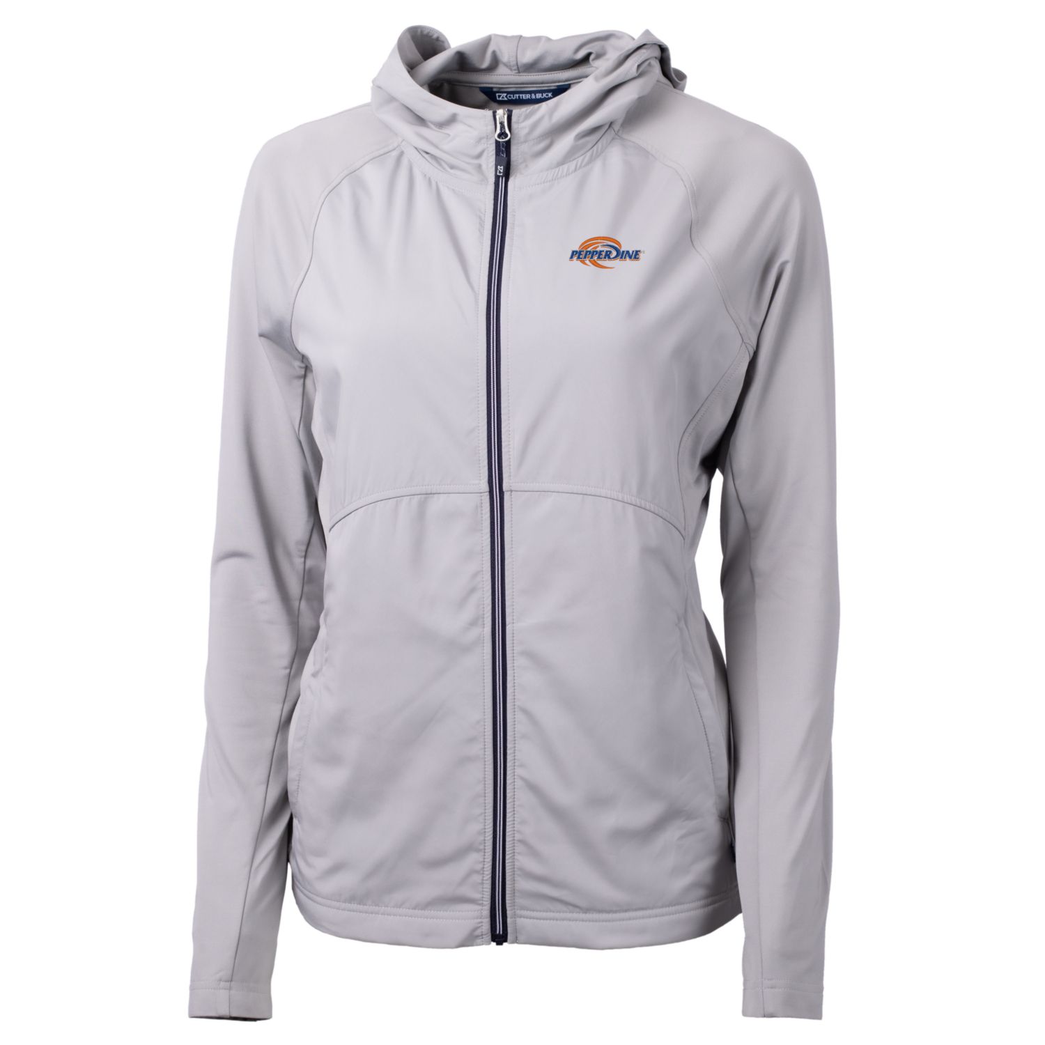 Women's Cutter & Buck Silver Pepperdine Waves Adapt Eco Knit Full-Zip Jacket
