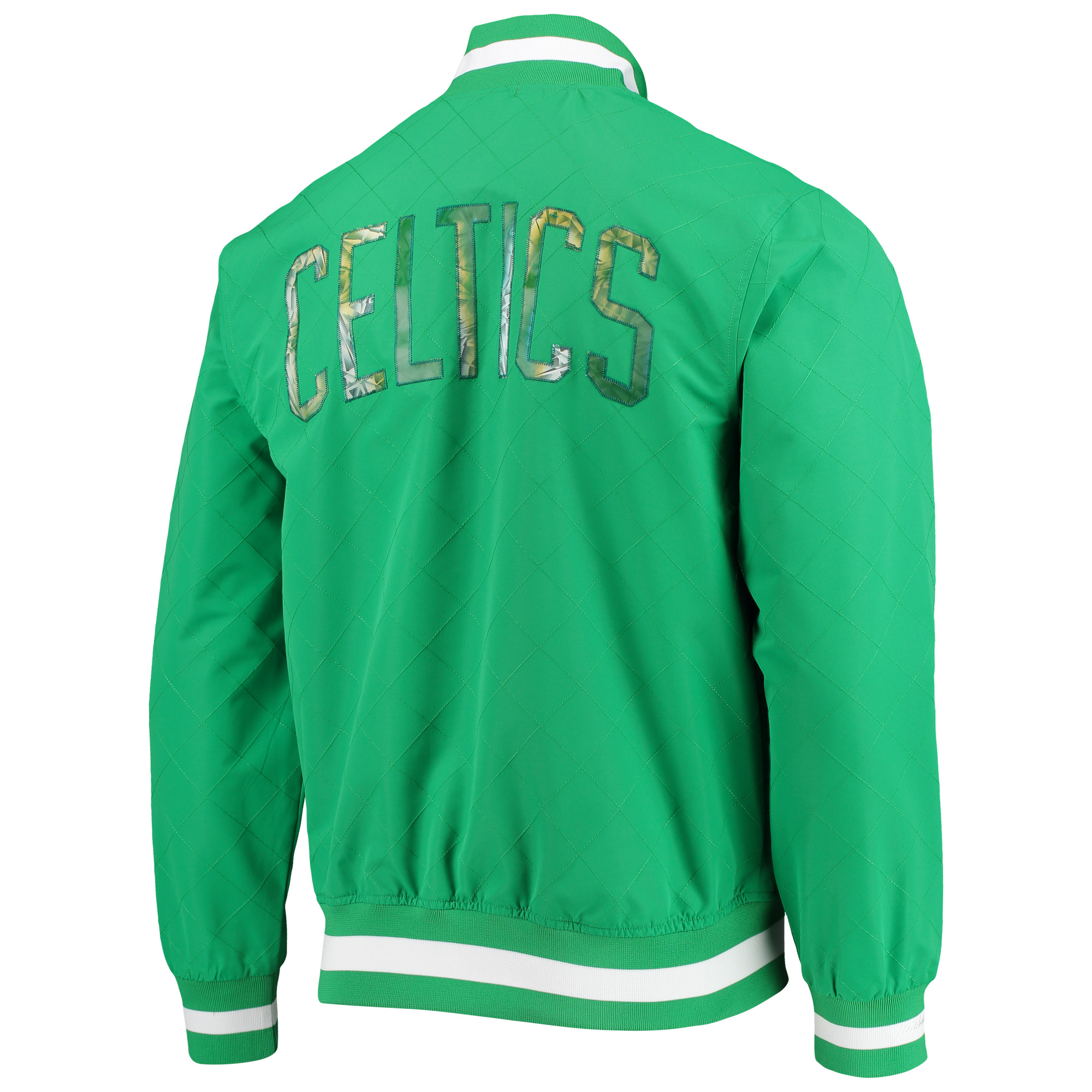 Men's Boston Celtics Kelly Green Mitchell & Ness Hardwood Classics 75th Anniversary Authentic Warmup Full-Snap Jacket - Image 8