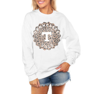 Women's Gameday Couture White Tennessee Volunteers Wild Side Perfect Crewneck Pullover Sweatshirt