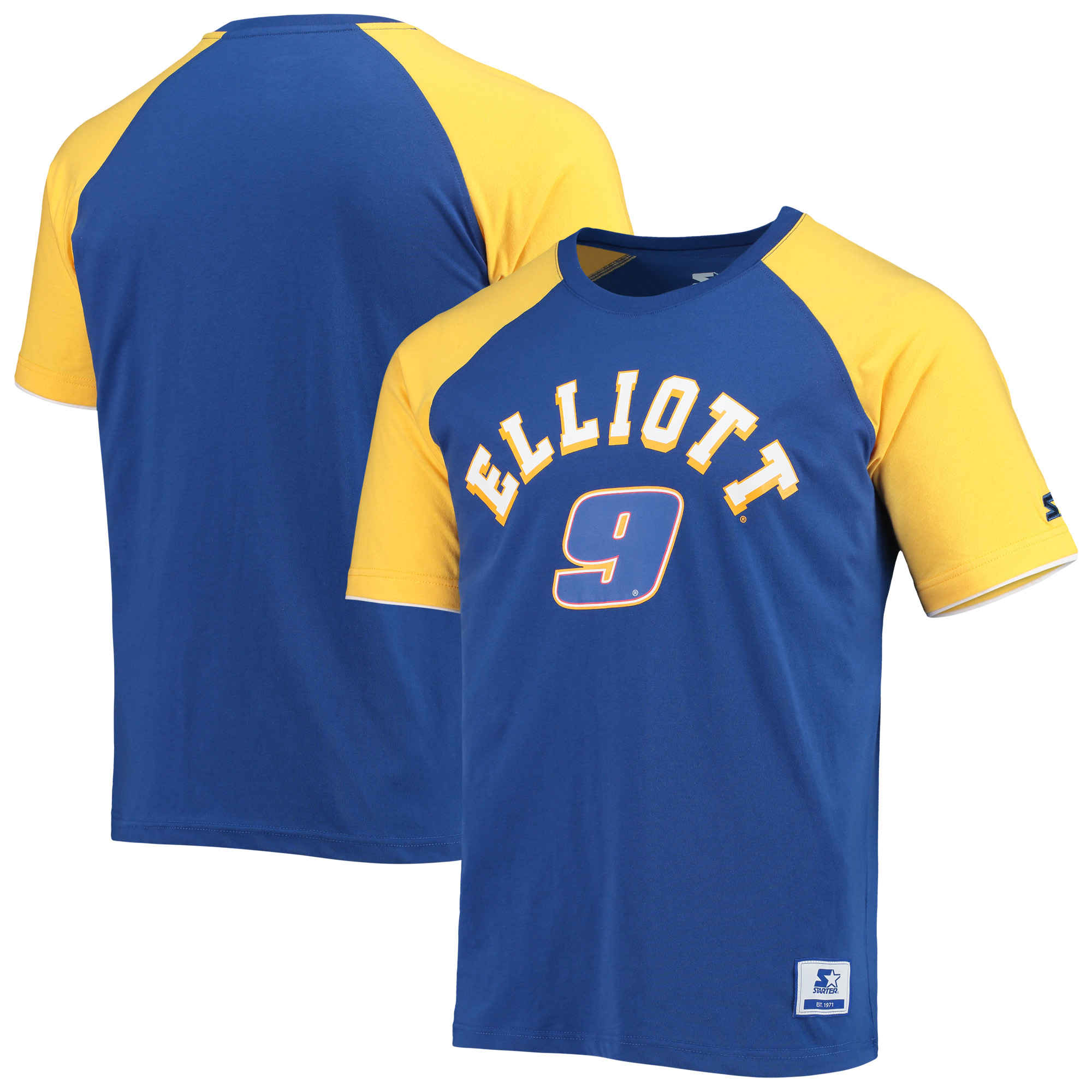 Men's Starter Royal/Gold Chase Elliott The Catcher Raglan T-Shirt - Image 2