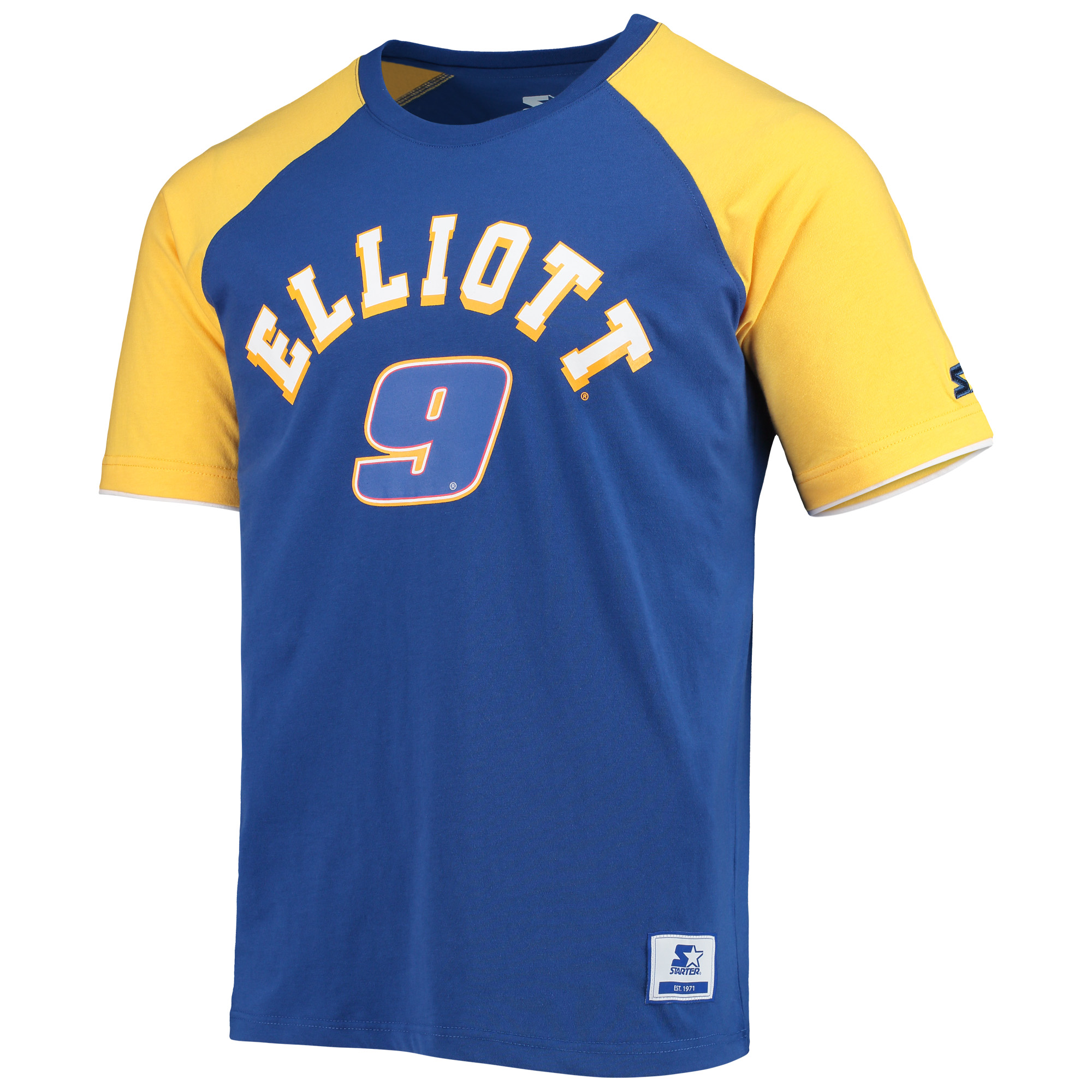 Men's Starter Royal/Gold Chase Elliott The Catcher Raglan T-Shirt - Image 3