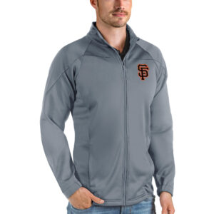 Men's Antigua Gray San Francisco Giants Links Full-Zip Golf Jacket