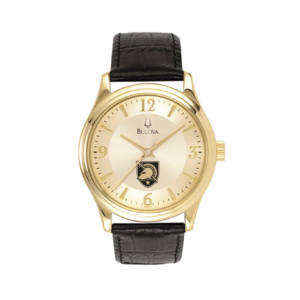 Men's Gold/Black Army Black Knights Stainless Steel Watch with Leather Band
