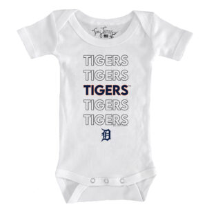 Infant Tiny Turnip White Detroit Tigers Stacked Bodysuit