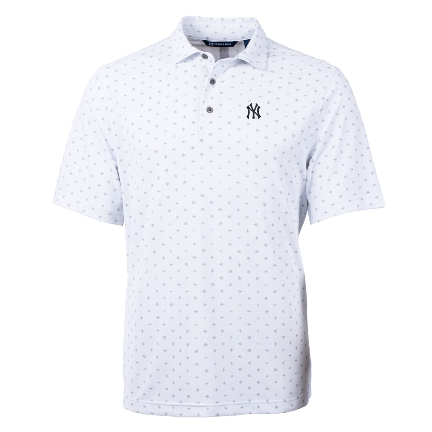 Men's Cutter & Buck White New York Yankees Big & Tall Virtue Eco Pique Tile Print Polo