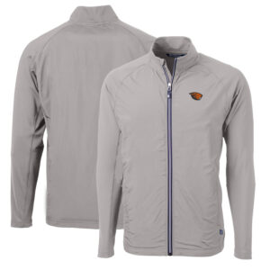 Men's Cutter & Buck Gray Oregon State Beavers Big & Tall Adapt Eco Knit Hybrid Recycled Full-Zip Jacket